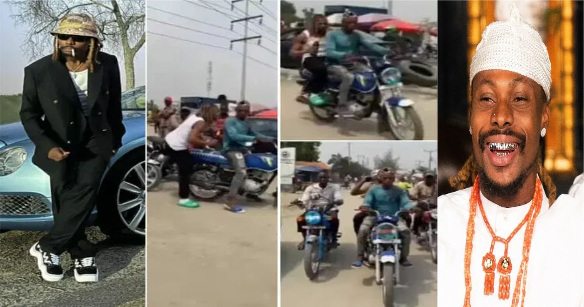 "SODIKI"- Fans react to old video of Asake riding on a convey of local bikers (Okada)
