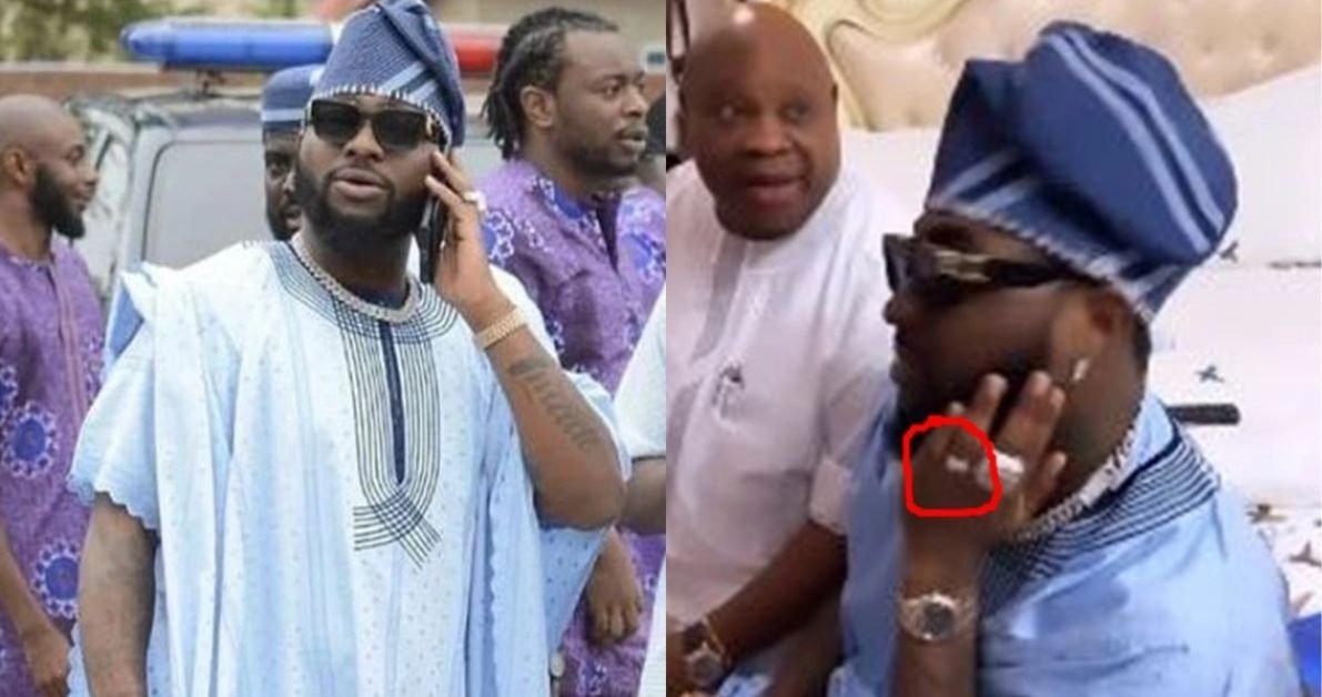 “Is that the wedding ring” – Speculations trail video of Davido as he steps out for uncle’s inauguration