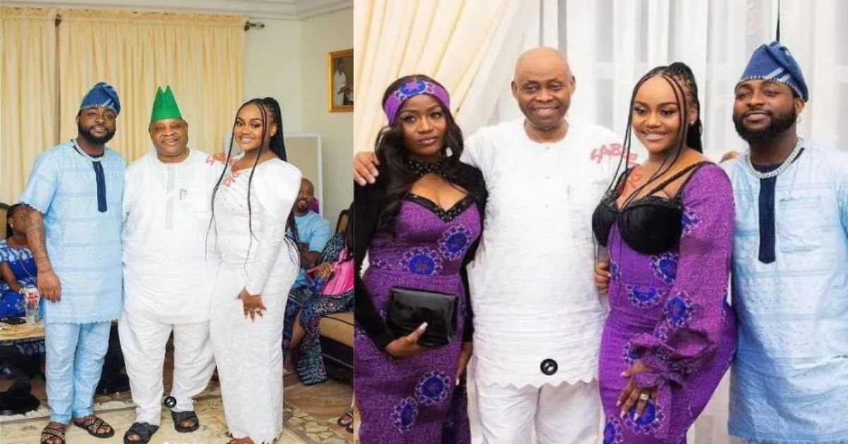 Chioma spotted rocking wedding ring in a pose with Davido and family members (Photos)