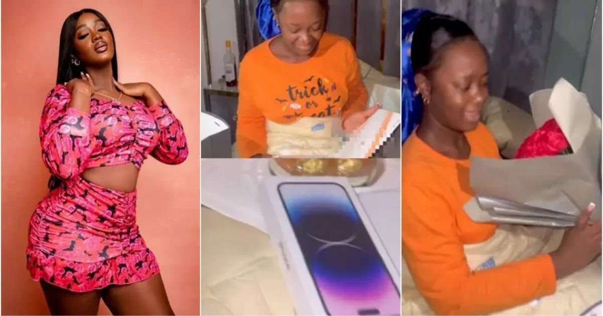 Luchy Donalds speechless as lover apologizes to her with iPhone, bouquet and more -VIDEO