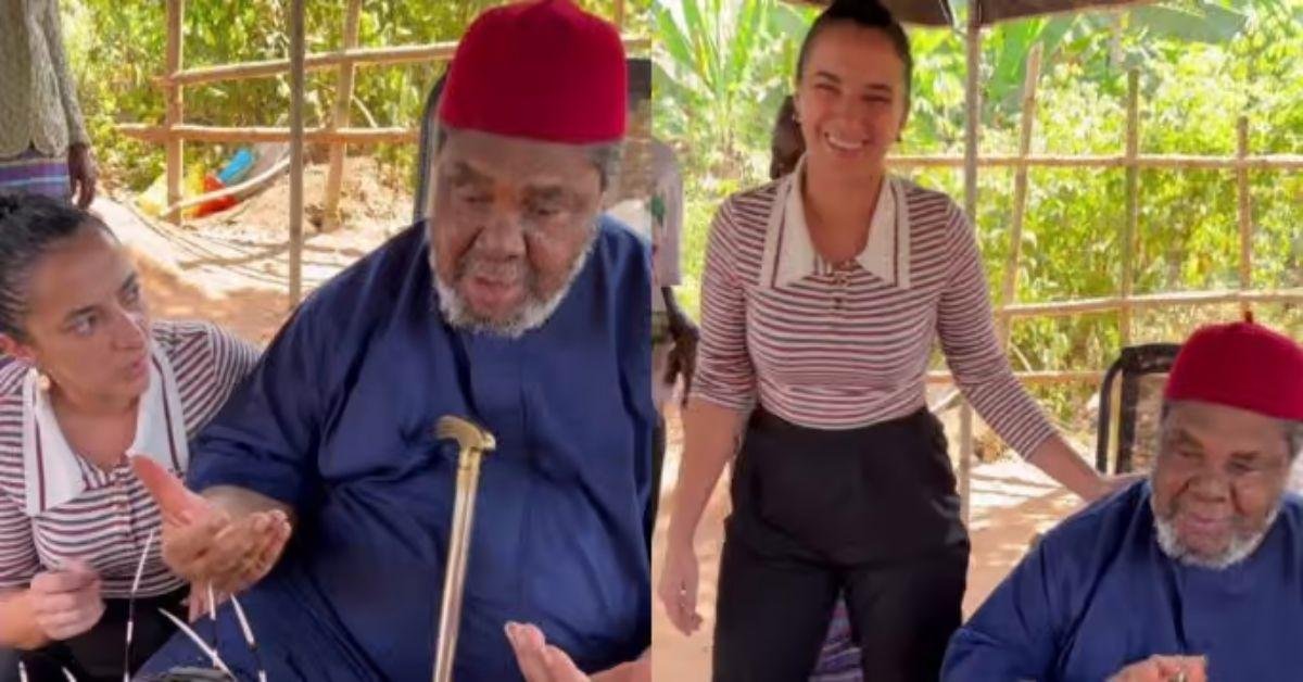 Viral video of Pete Edochie teaching Oyinbo lady Igbo language stirs reactions