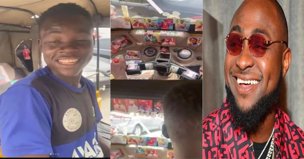 Reactions online as Davido promise to gifts young man N1M after decorating his Keke Napep with the his pictures (Video)